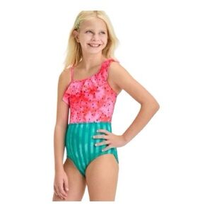 Cat & Jack Girls Full Print Watermelon One Piece Bathing Suit Size Small 6/7